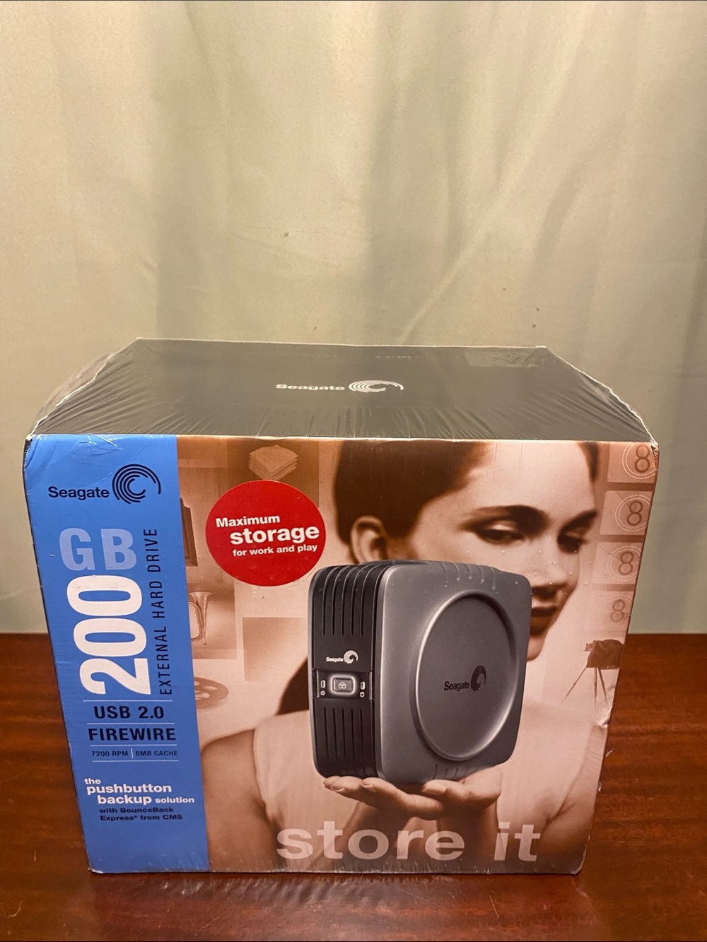 Seagate Push Button Backup 200GB USB 2.0 FireWire  External Combo Hard Drive New
